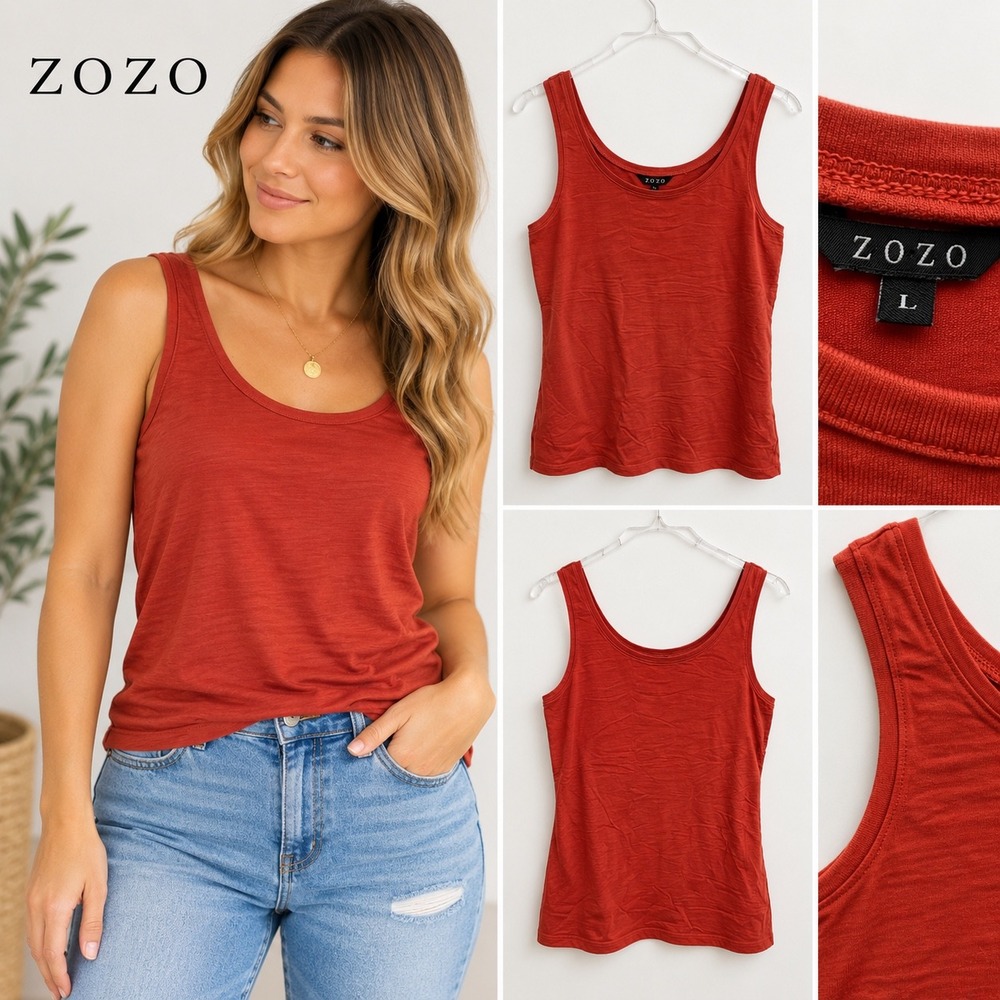 ZOZO Womens Rust Orange Slub Knit Scoop Neck Tank Top Size Large